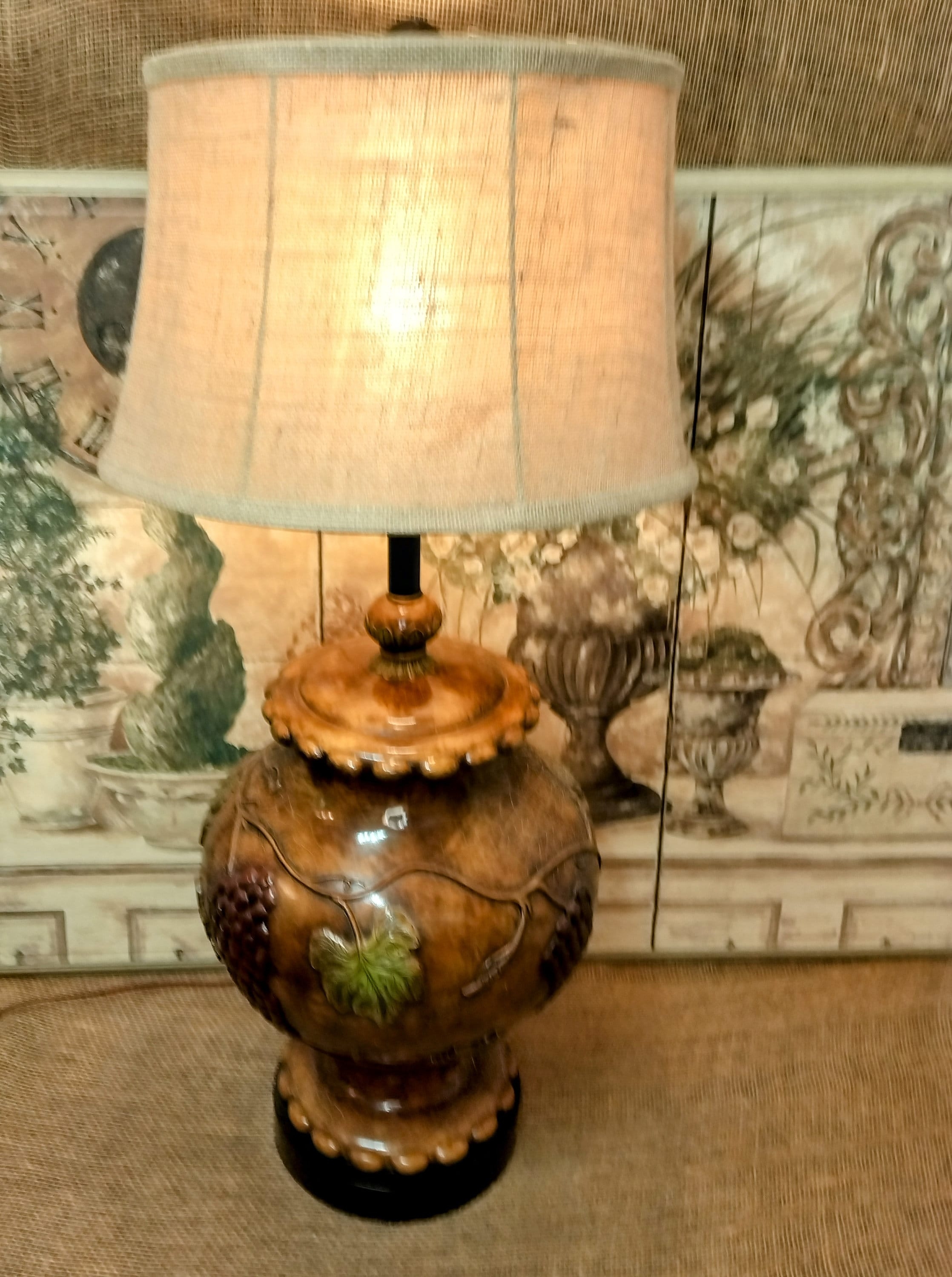 Table Lamp Embossed Grapevines French Country Accent