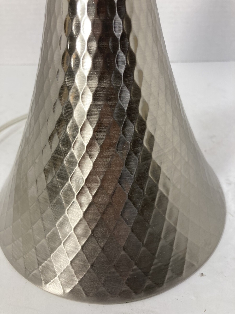 Table Lamp Faceted Texture Polished Steel Metal Base
