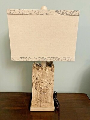 Table Lamp Fish Relief Carving Rustic Cabin Fishing