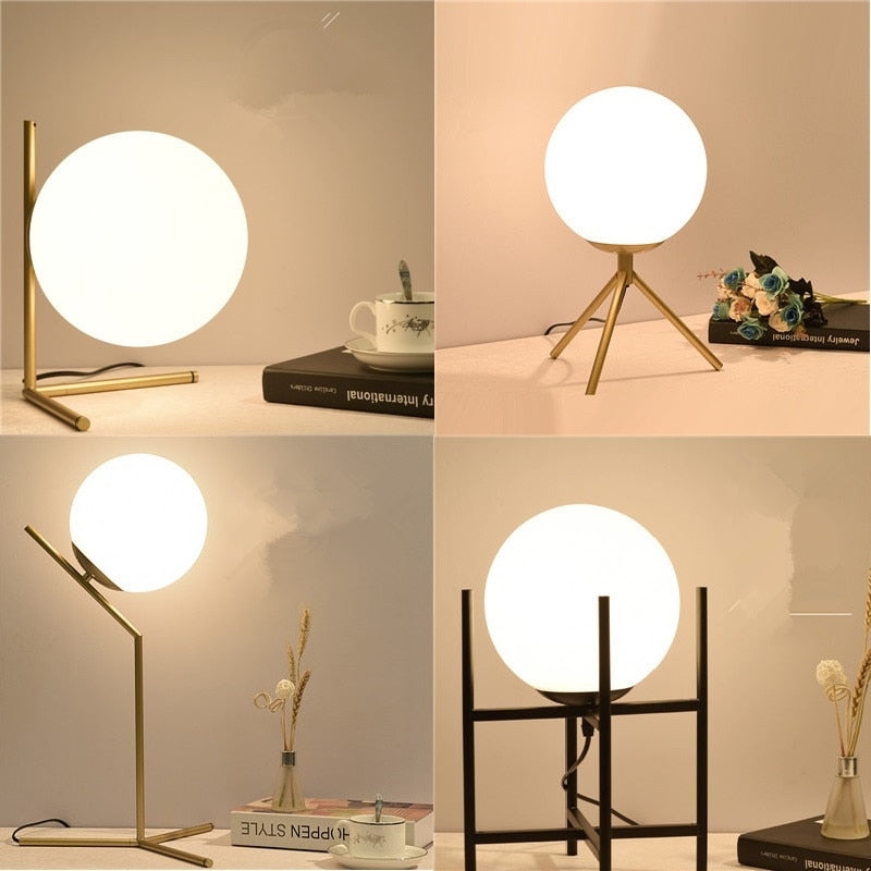 Table Lamp - Geometric Tripod Frosted Glass Orb