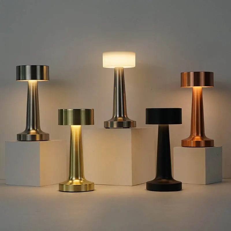 Table Lamp in Metallic Finishes with Pedestal Silhouette
