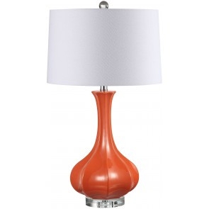 Table Lamp in Orange Gourd Base Vibrant Tangerine Tone