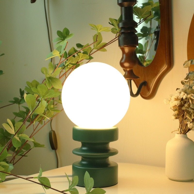 Table Lamp - Mid Century Sculptural Forest Green Base
