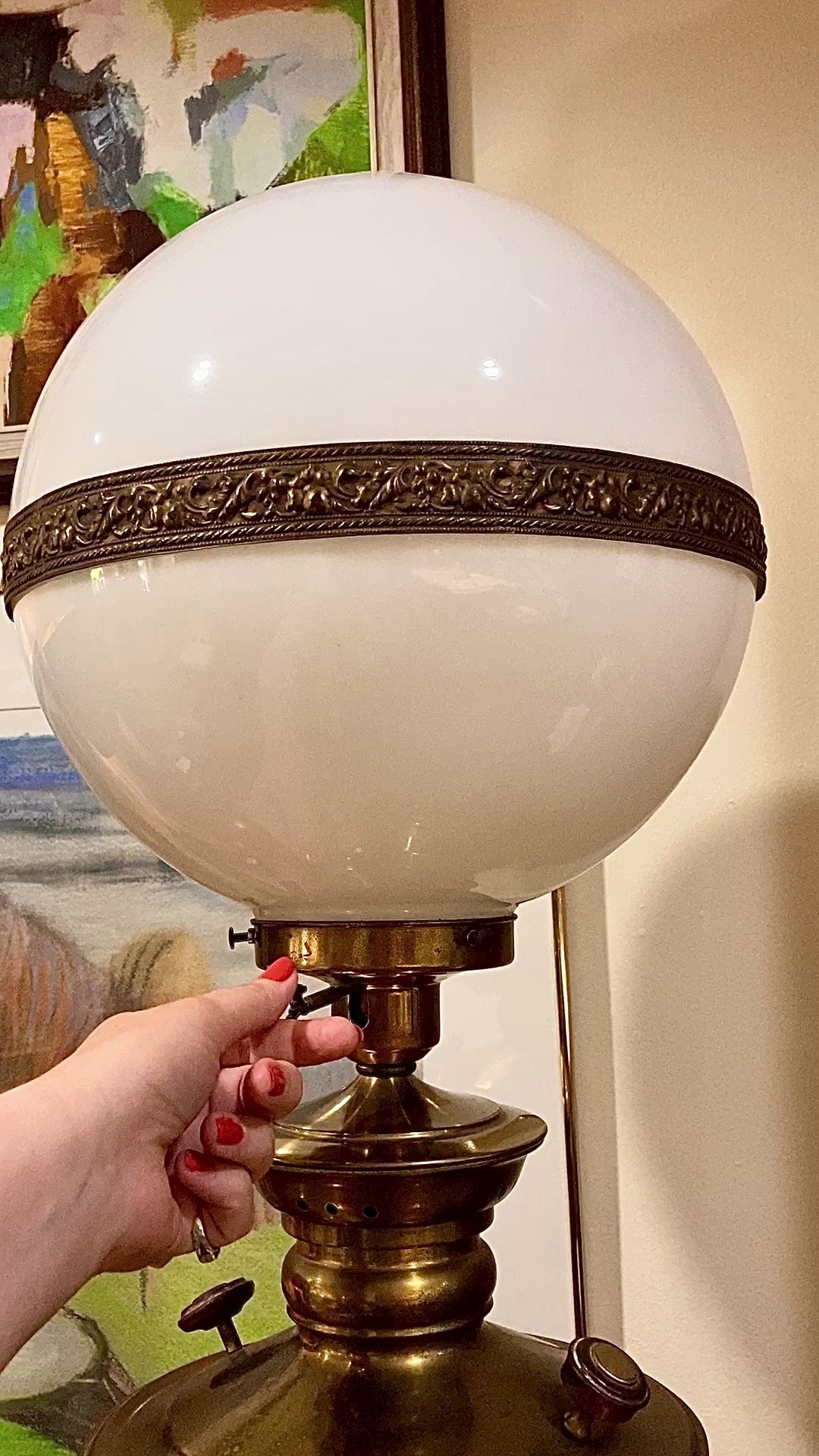 Table Lamp - Ornate Milk Glass Globe Samovar Light