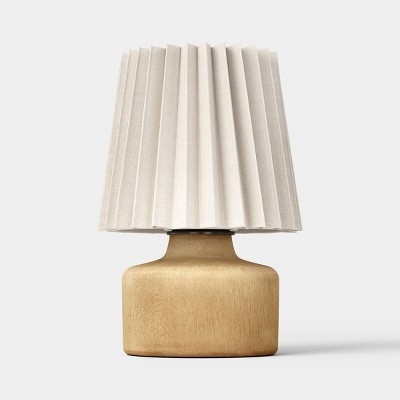 Table Lamp Pleated Shade Textured Ceramic Japandi Style