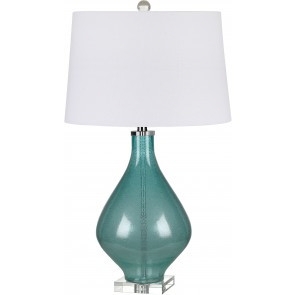 Table Lamp Teal Glass Base Coastal Teardrop Lighting