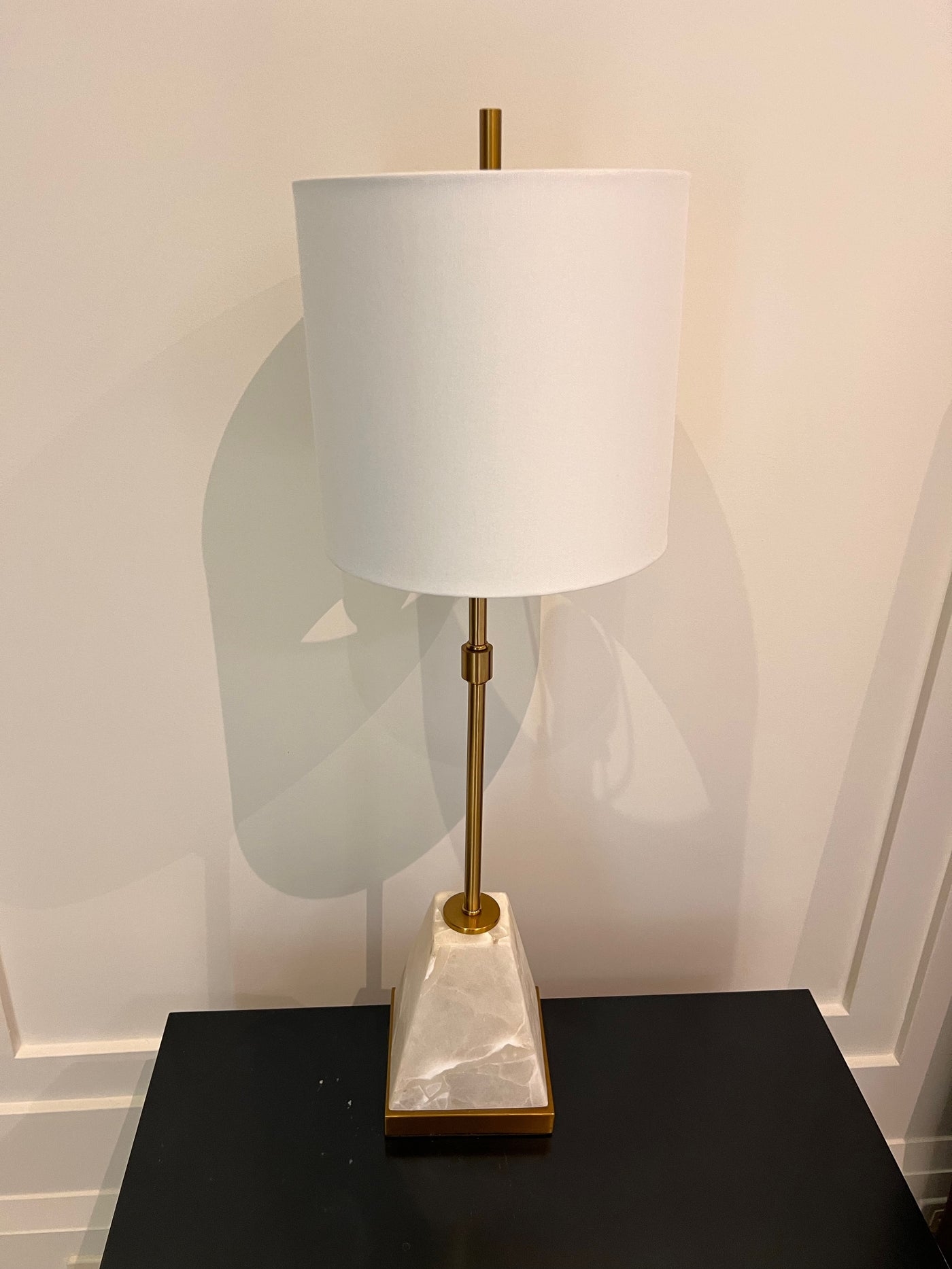 Table Lamp Truncated Pyramid Base Stone Accent Gold