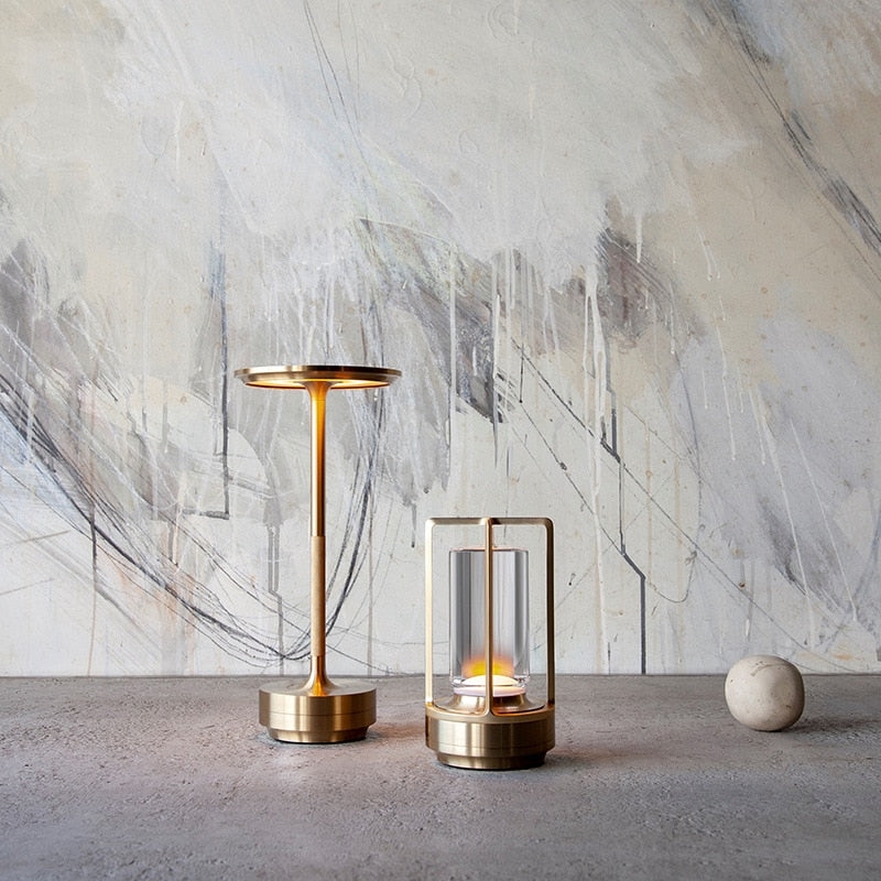 Table Lamp with Mushroom Silhouette and Cylindrical Glass