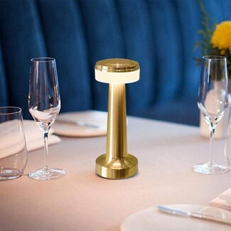 Table Lamp with Tapered Stem Base and Cordless Gold Metal