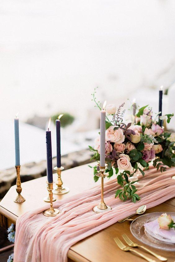 Table Runner Antique Gold Accents Blush Romantic Gauze Wedding Decor