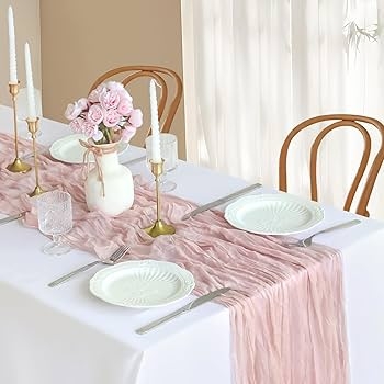 Table Runner Crinkled Gauze Rustic Chic Boho Bridal Shower Table