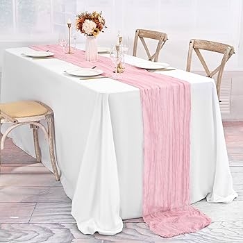Table Runner Long Sheer Fabric Pink Bohemian Sheer Cheesecloth