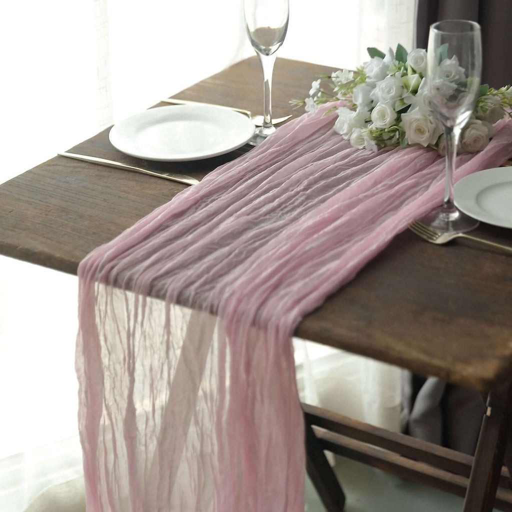Table Runner Matte Sheer Gauze Texture Draped Dining Table Runner