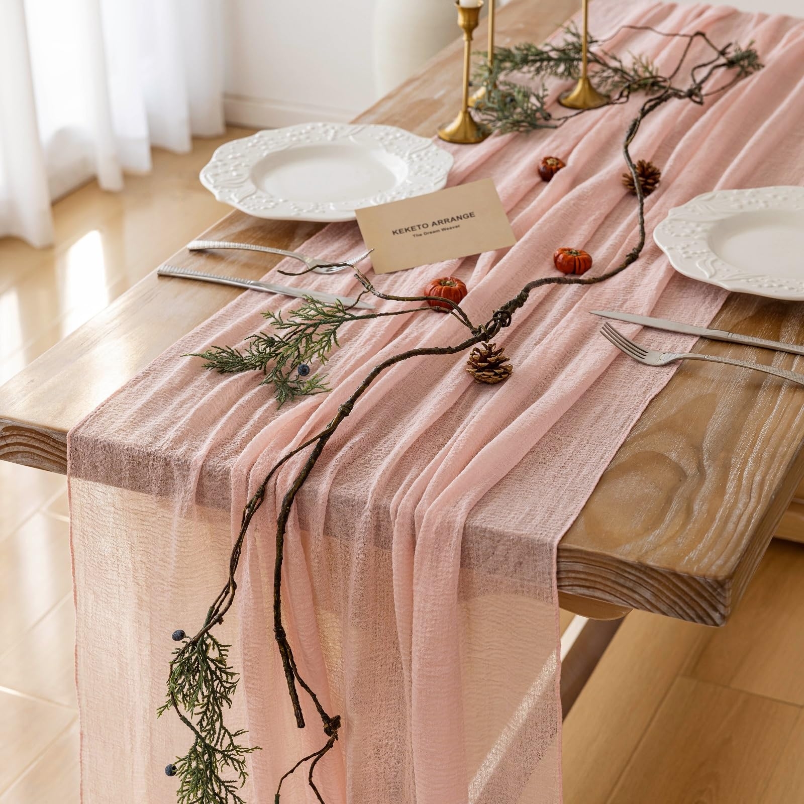 Table Runner Sheer Gauze Texture Spring Tea Party Table Ideas