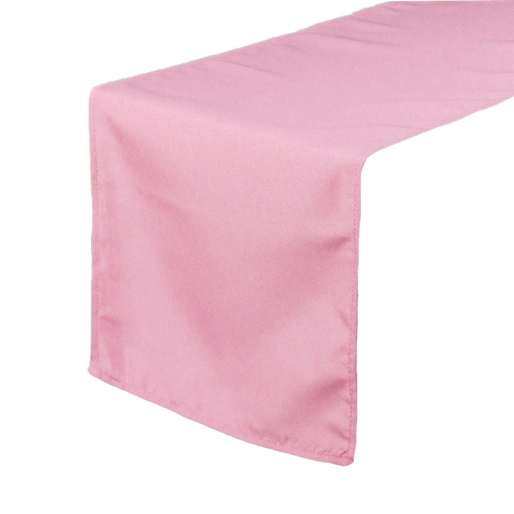 Table Runner Stitched Hems Polyester Minimalist Pink Dining Decor