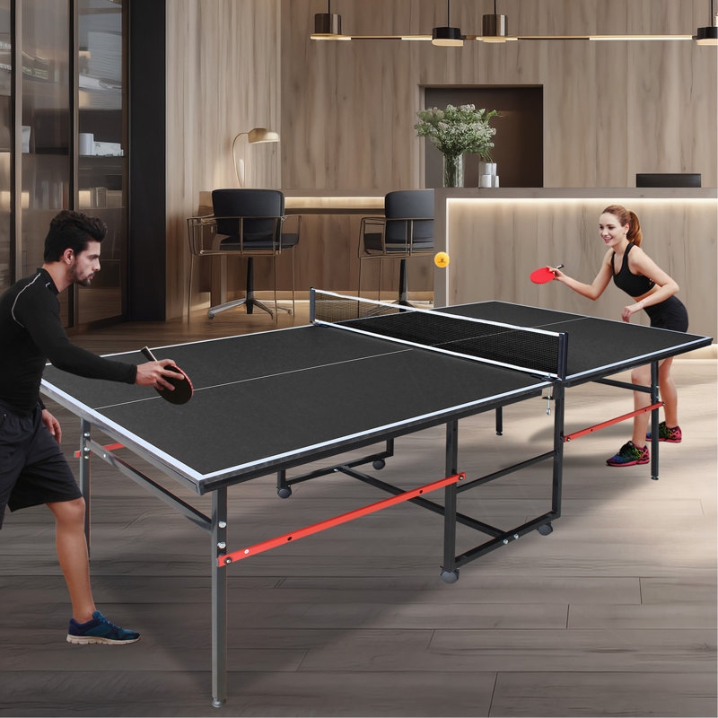 Table Tennis Table Red Support Bars Modern Foldable Game Table