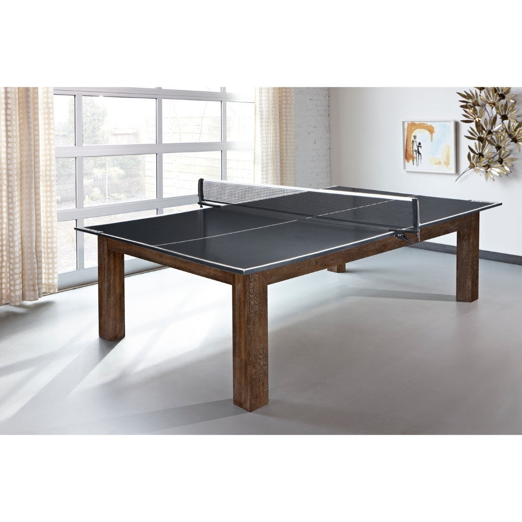 Table Tennis Top Distressed Wood Legs Industrial Game Room Table