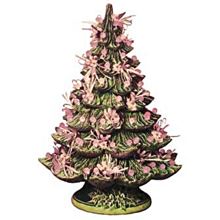 Tabletop Christmas Tree: Pink Ribbons Hand Painted Mold