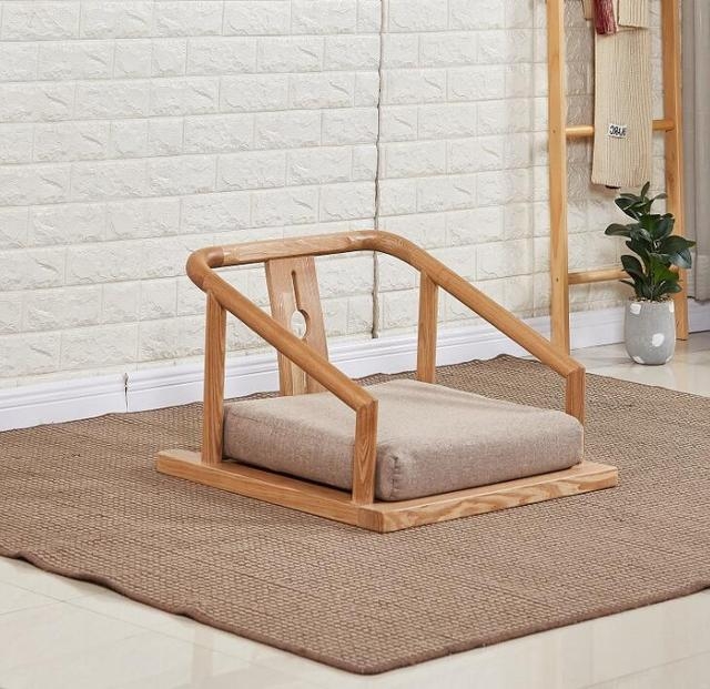 Tatami Chair Curved Wood Frame Minimalist Zen Seat