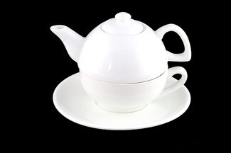 Tea For One Set with Stackable Design in Pure White