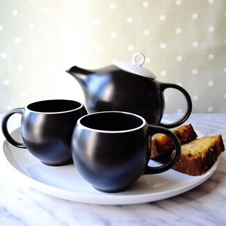 Tea Set with Spherical Silhouette and Matte Black