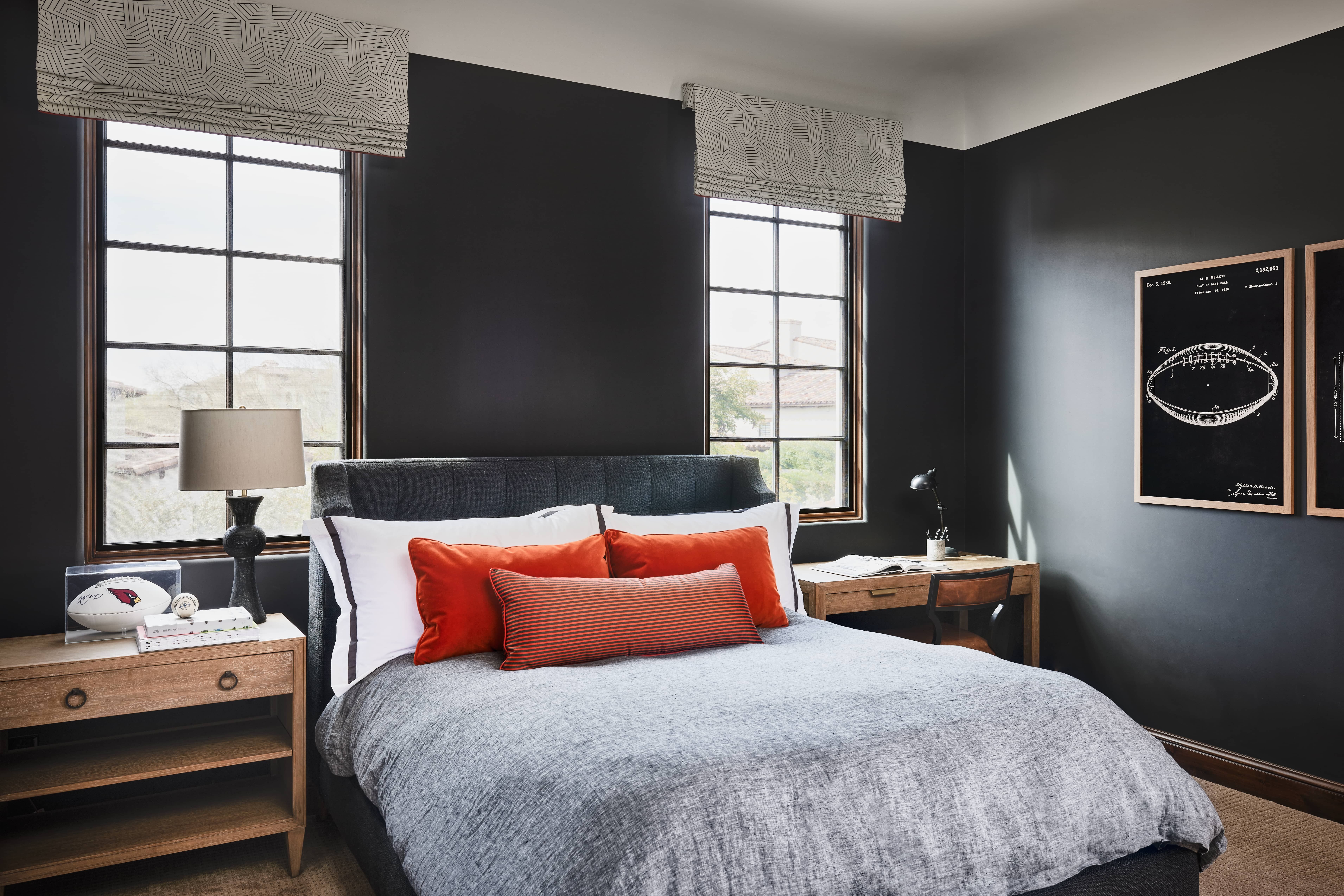 Teen Bedroom with Charcoal Walls and Charcoal Bedroom Ideas