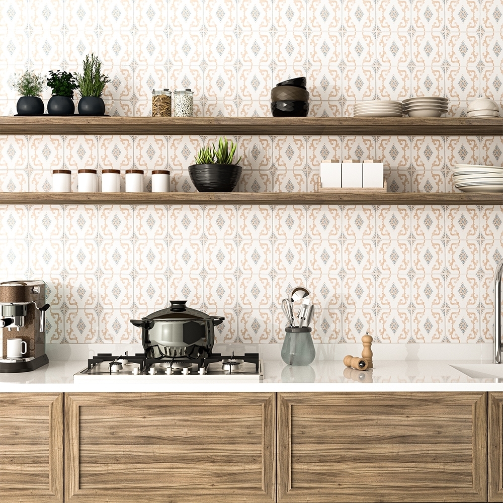 Terracotta Tile Intricate Motif and Vintage Terracotta Backsplash