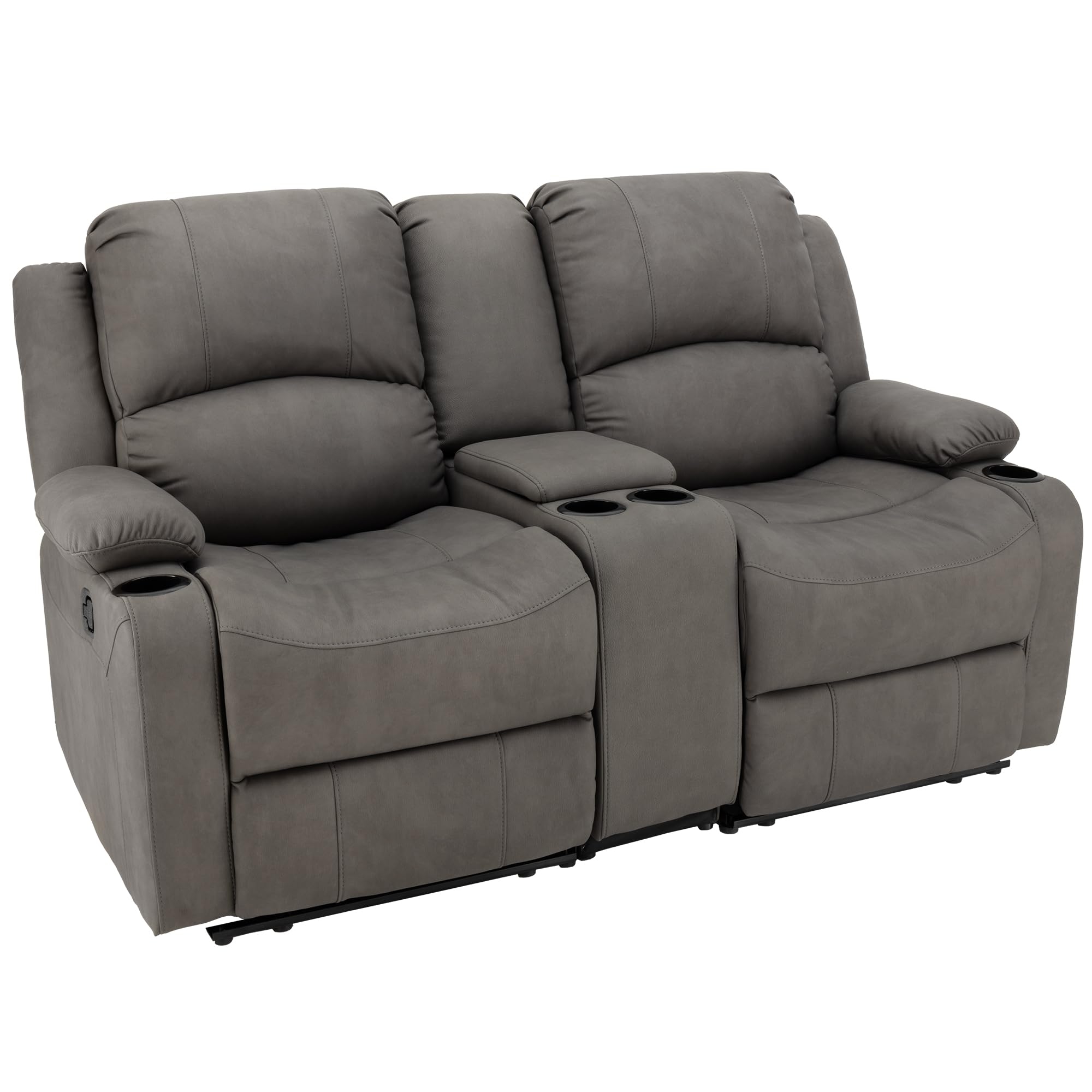 Theater Seating Slate Grey Double Recliner RV Console