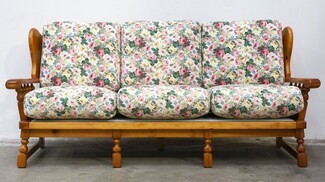 Three Seater Sofa with Floral Chintz and Wing Back Frame