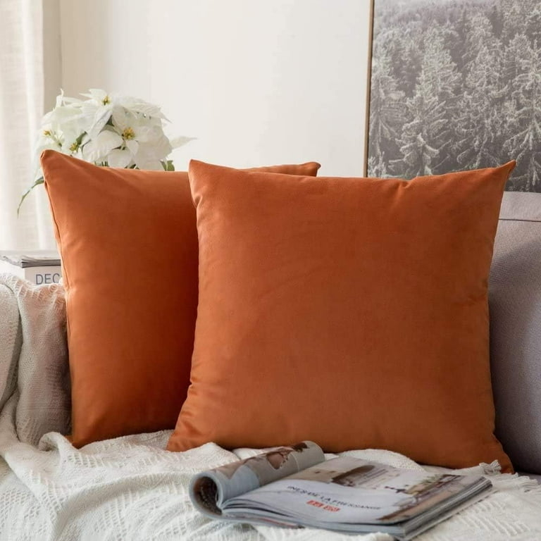 Throw Pillow Cover Velvet Texture Burnt Orange Velvet Pillows