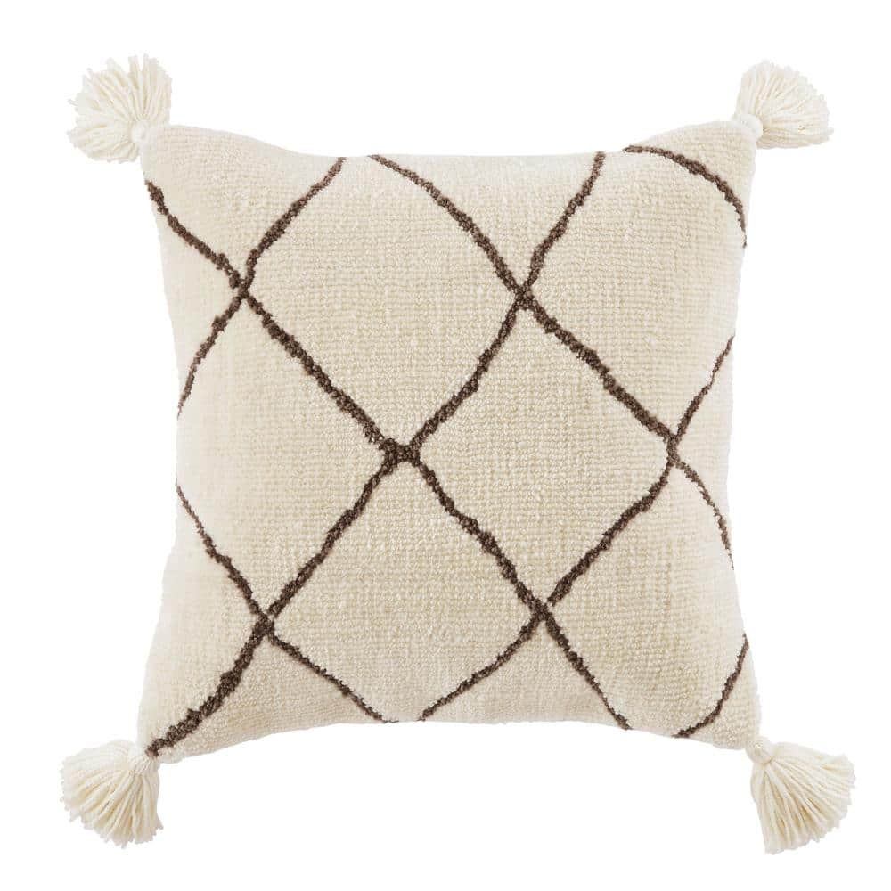 Throw Pillow Diamond Trellis Pattern Nubby Texture