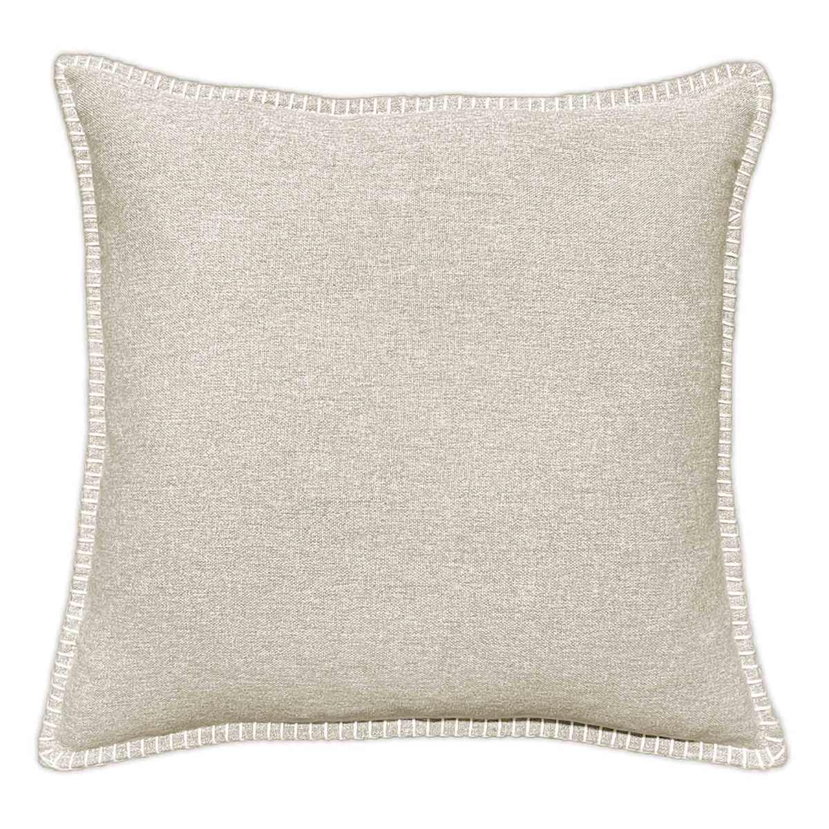 Throw Pillow: Heathered Warm Beige Whip Stitch Edge