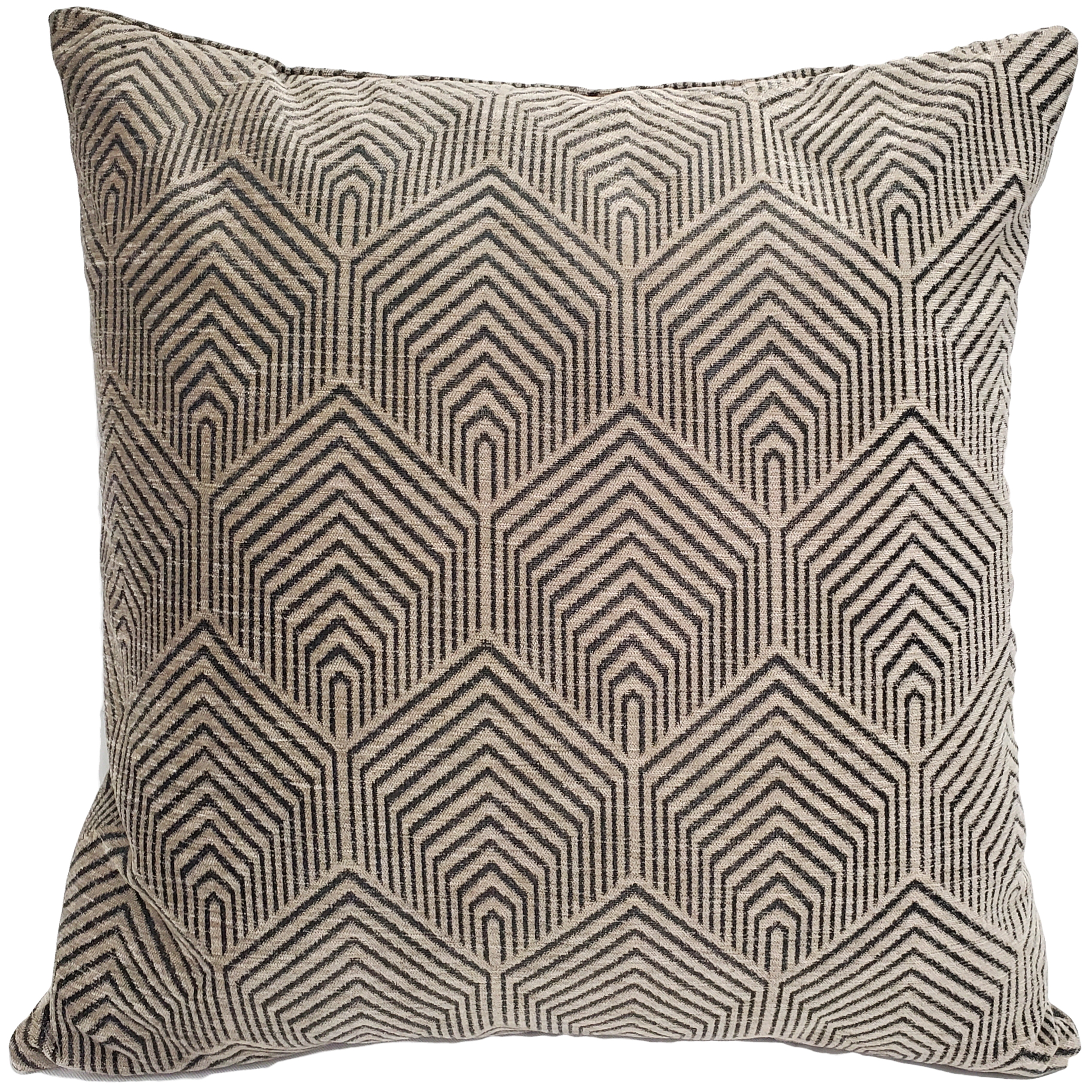 Throw Pillow: Nested Chevron Pattern Woven Warm Beige