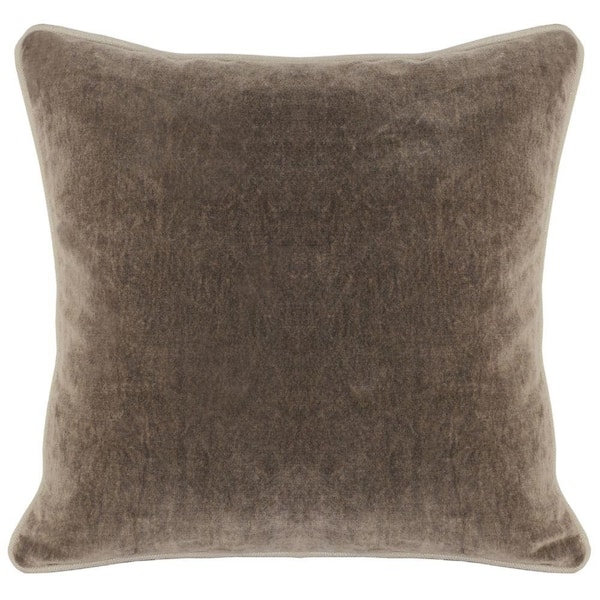 Throw Pillow: Piped Edges Mottled Texture Mushroom Gray
