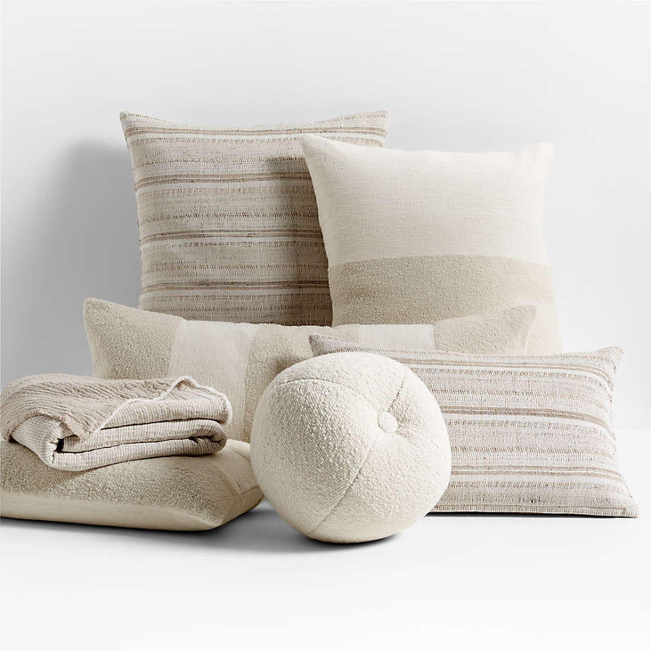 Throw Pillow Silk Blend Texture Tonal Beige Palette
