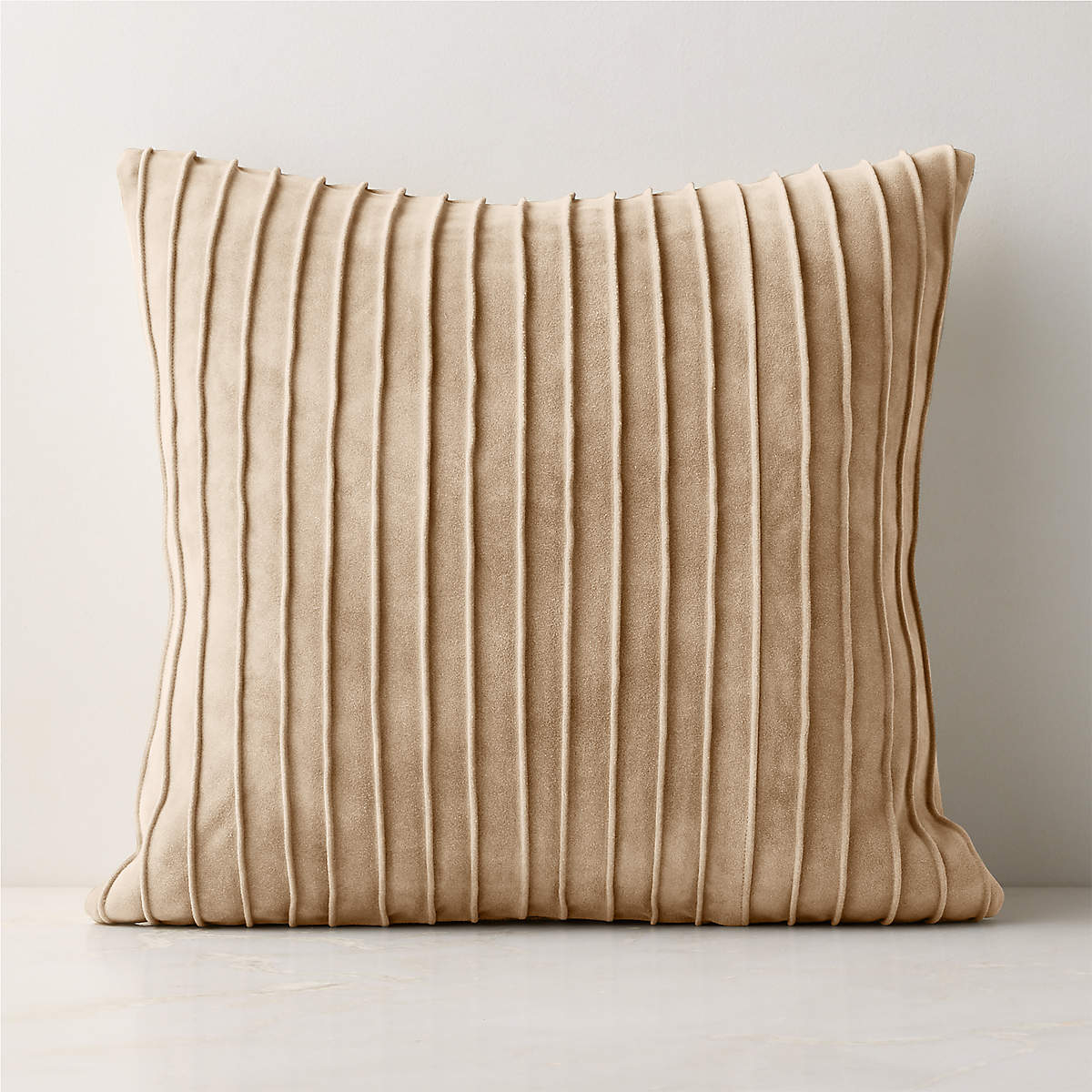Throw Pillow: Vertical Pleats Suede Like Warm Beige Soft