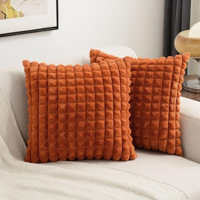 Throw Pillow Waffle Grid Pattern Terracotta Pillows