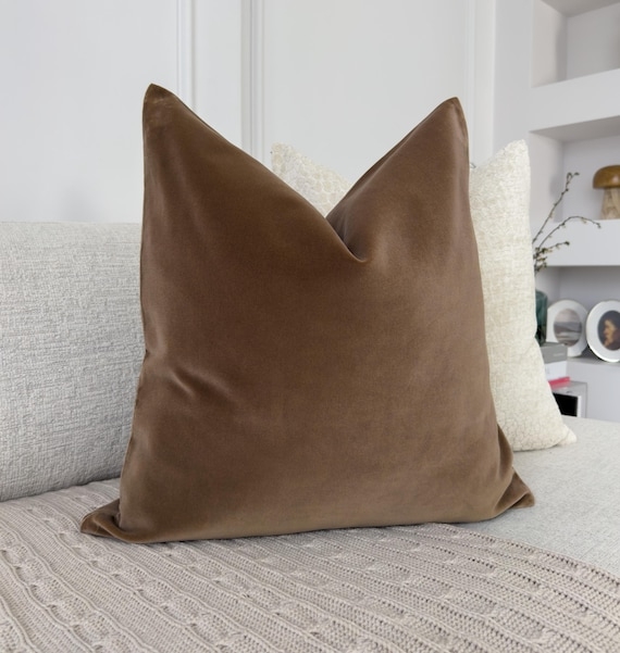 Throw Pillow: Warm Mocha Velvet Karate Chop Style Decor