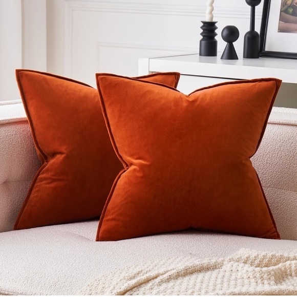 Throw Pillows Rust Orange Hue Velvet Modern Organic Styling