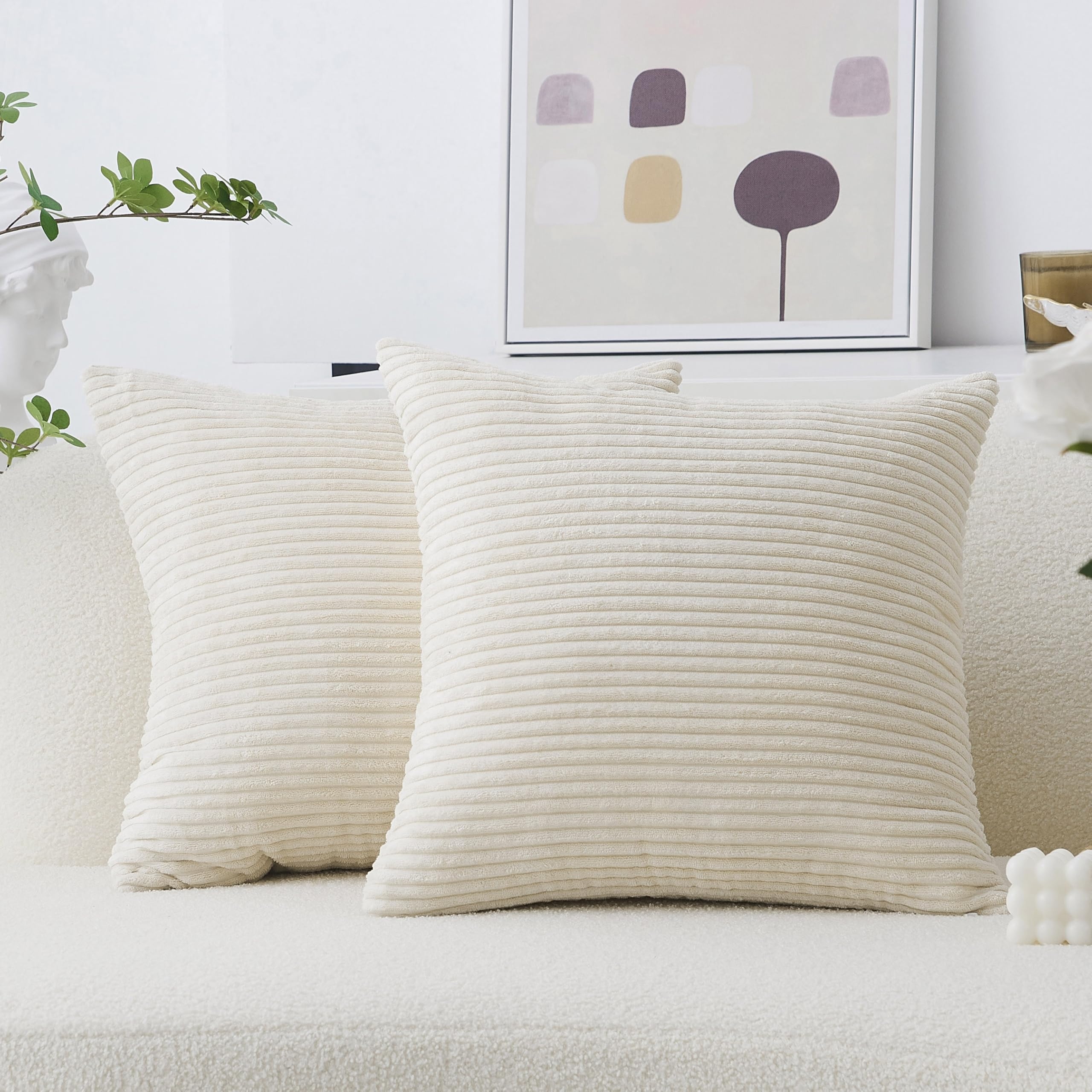 Throw Pillows Wide Wale Ribbing Cream Corduroy