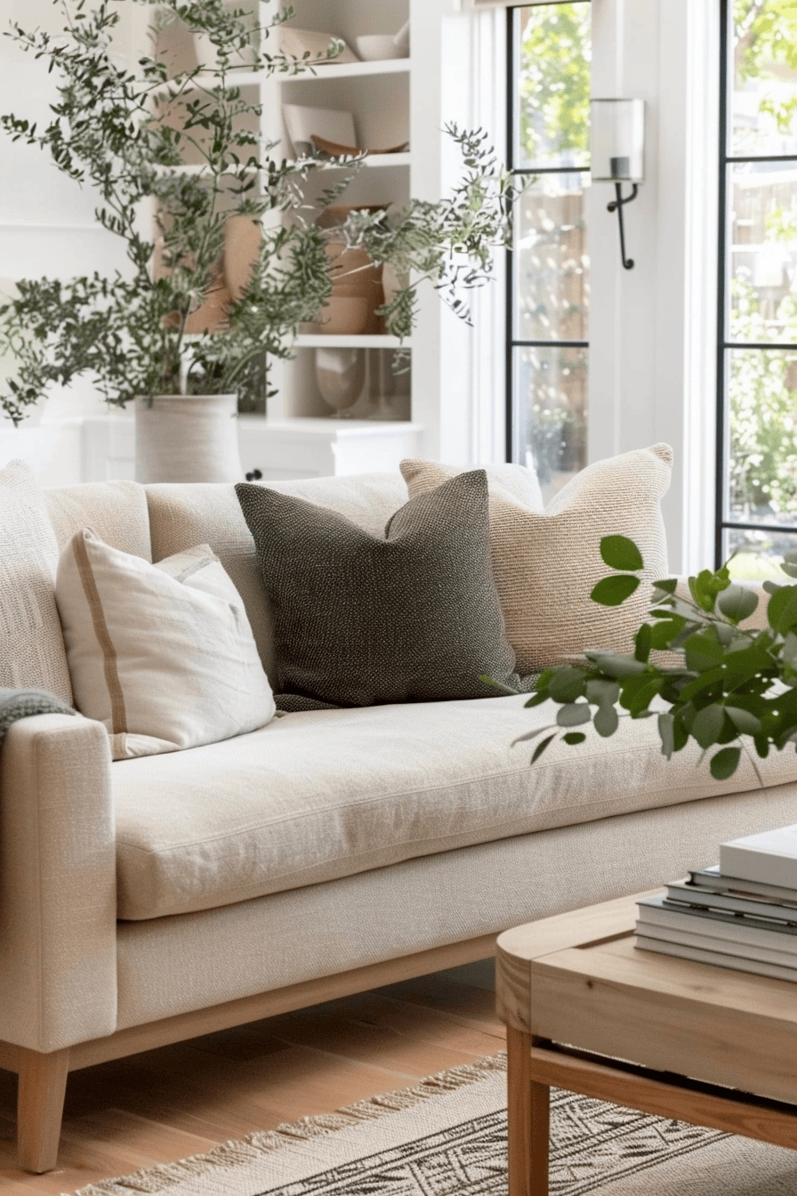 Throw Pillows Wood Frame Accent for Beige Couch Ideas
