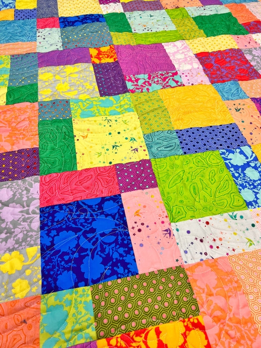 Throw Quilt: Whimsical Assorted Patterns with Free Motion