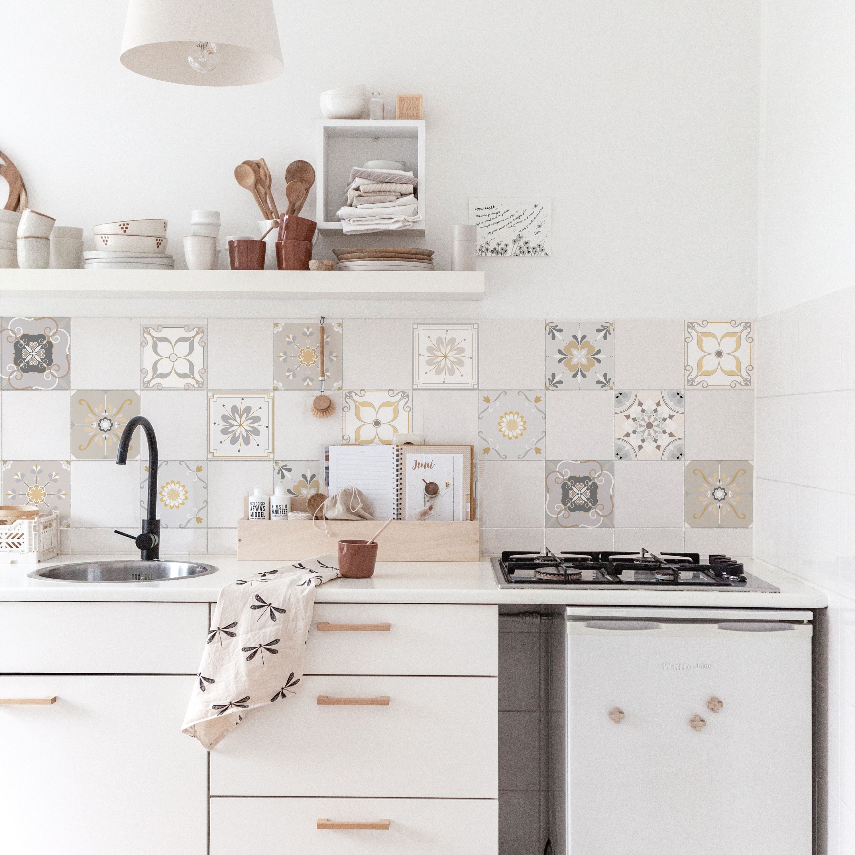 Tile Stickers Warm Beige Palette and Scandi Kitchen Backsplash