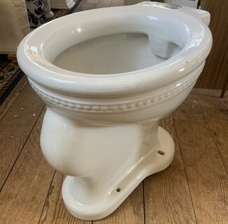 Toilet Bowl with Beaded Rim and Glossy White Vintage Edwardian Style