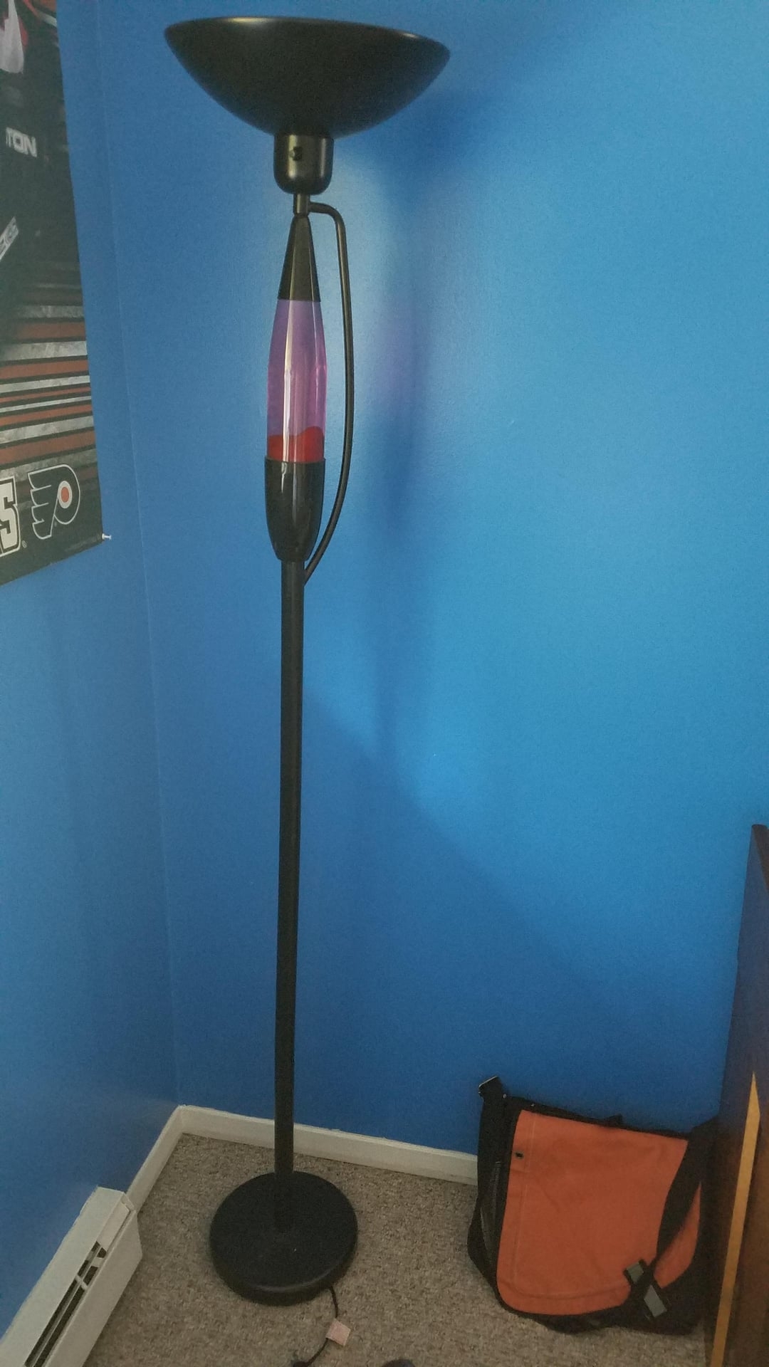Torchiere Floor Lamp Matte Black with Integrated Motion Lamp