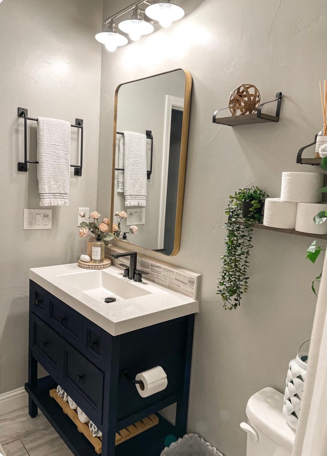 Towel Bar with Industrial Brackets and Industrial Towel Holder