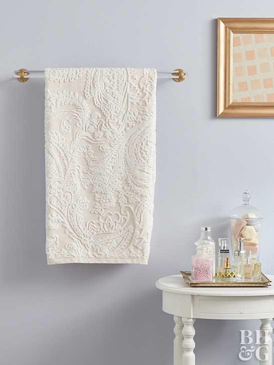 Towel Bar with Lucite Rod and Acrylic Towel Rod Gold Accents