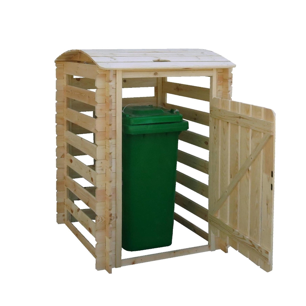 Trash Bin Cover Curved Roof Slatted Outdoor Storage Hideaway