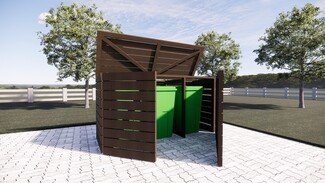 Trash Bin Enclosure Slanted Hinged Lid Dark Brown Hideaway