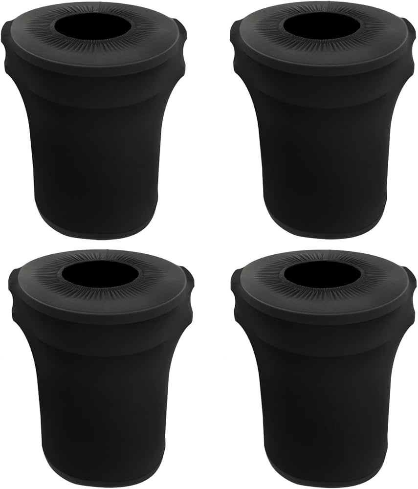 Trash Can Cover Set of Four Black Spandex Bin Decor
